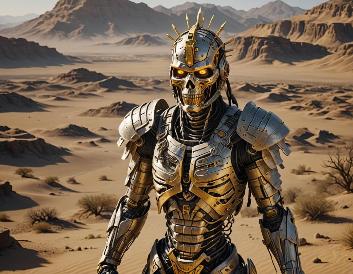 Cyborg mummy wrapped up in bandages, golden headdress - AI Generated ...