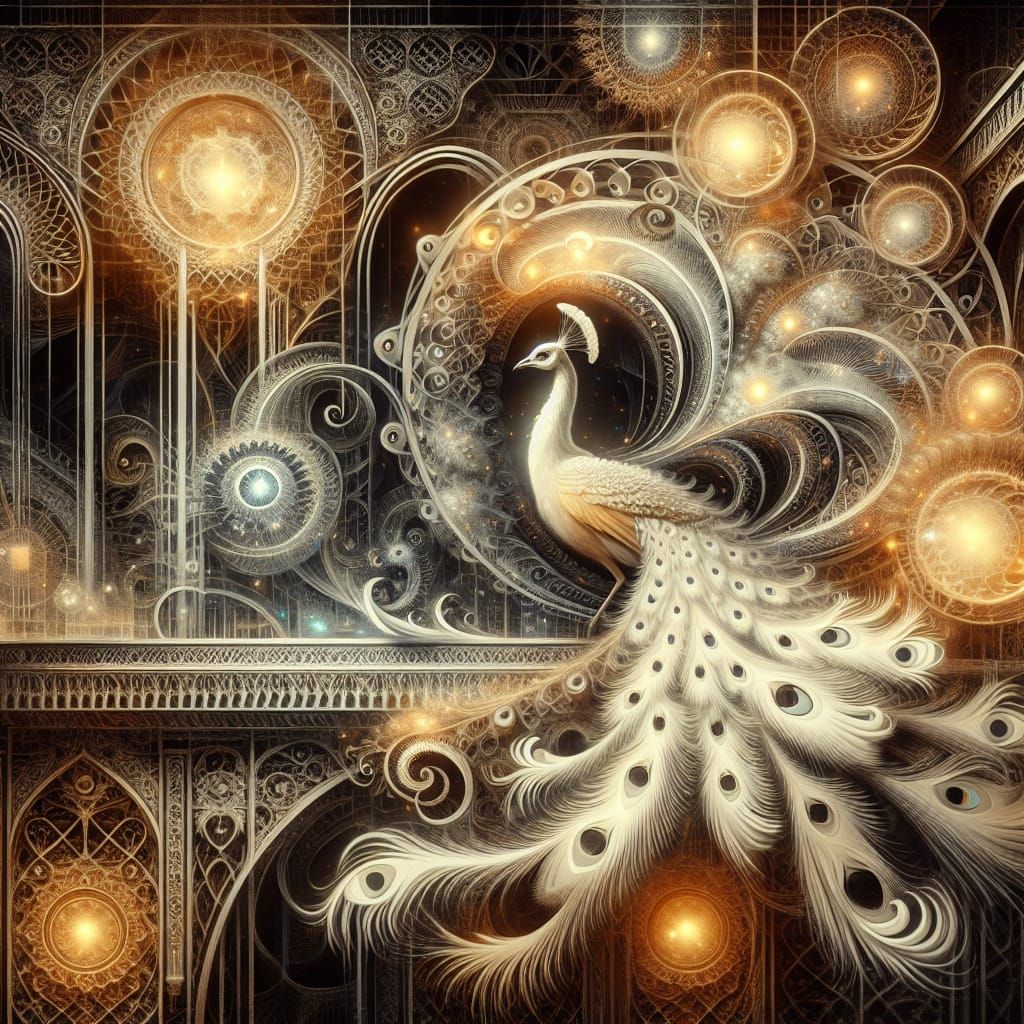 White and Gold Peacock  by @T White
