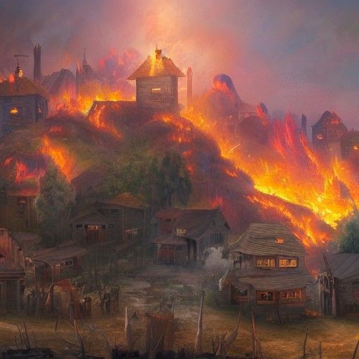 Burning village