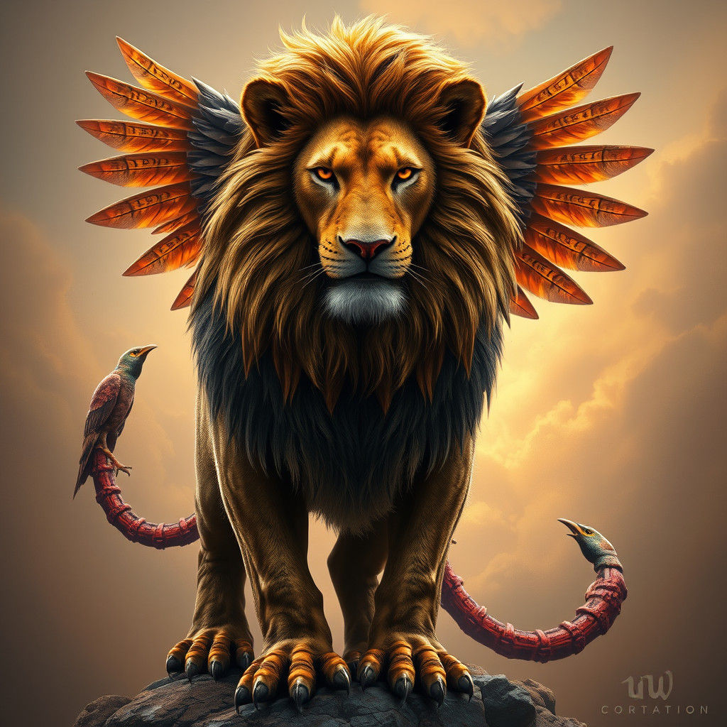 Mesopotamian Lion-Scorpion Hybrid in Detailed Matte Painting