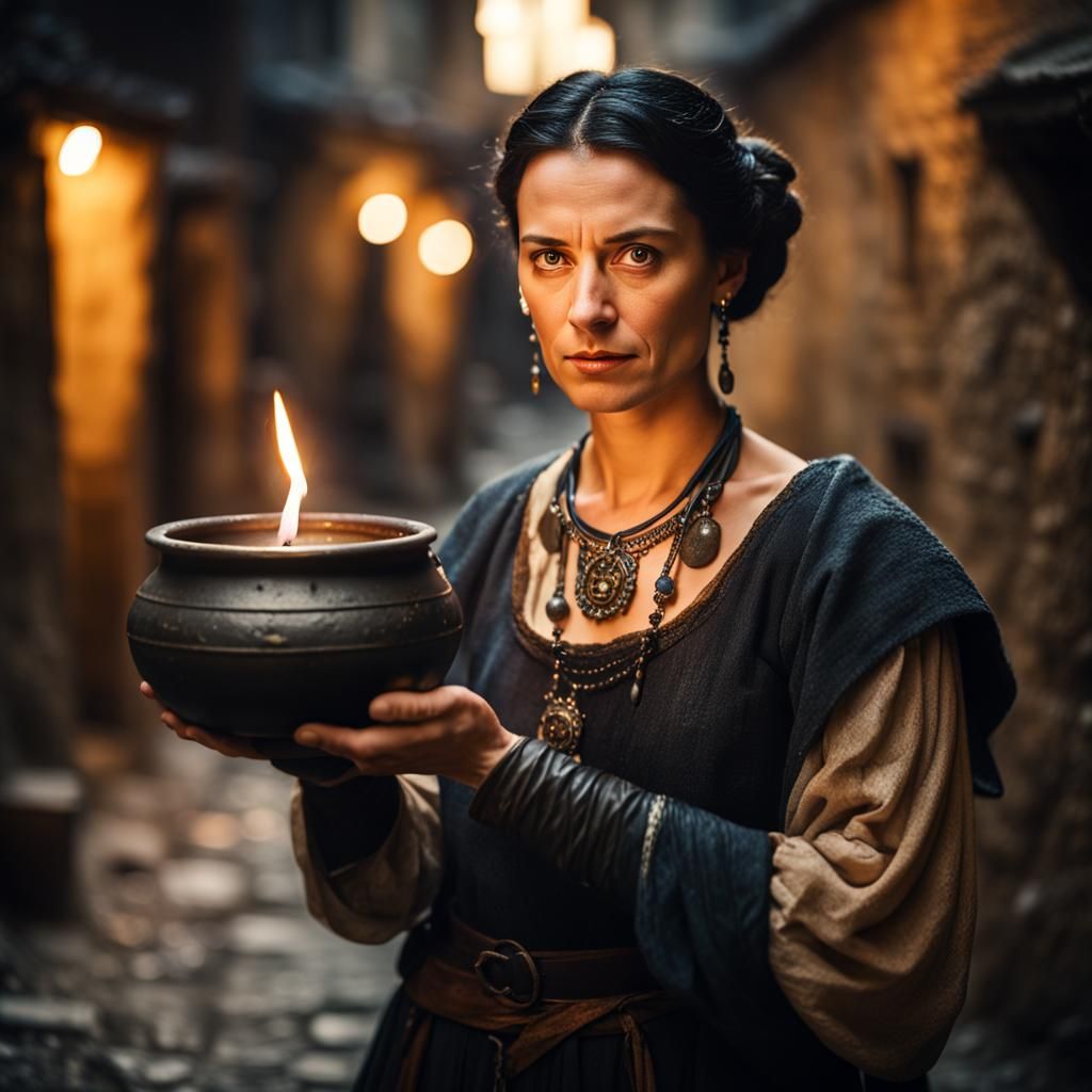 An attractive, serious, european woman about 40 years old, b...