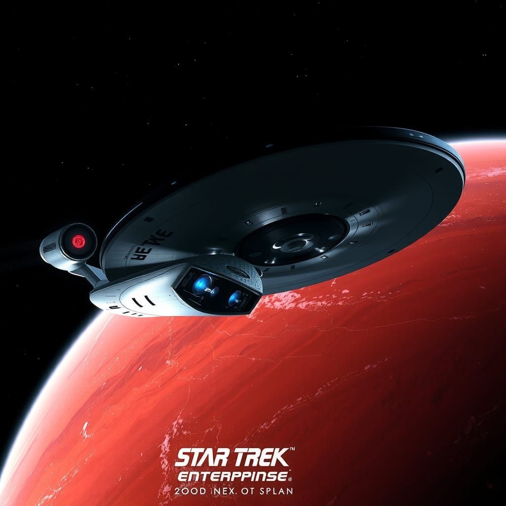 The Starship Enterprise NX01 in orbit around Vulcan