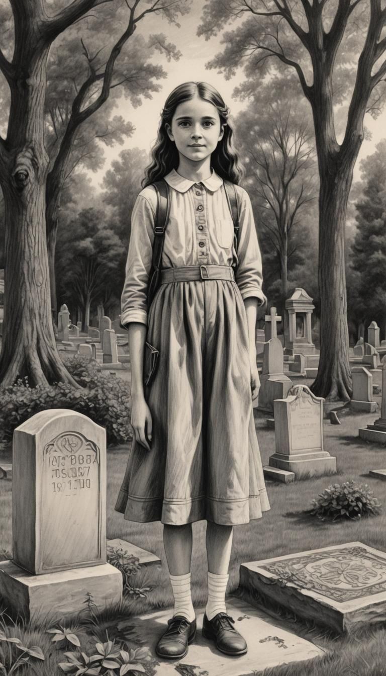 A black and white image in a pencil-drawing style. An eleven...