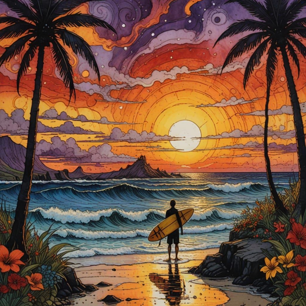 Surfing in paradise  by @BelgiumJumpAI