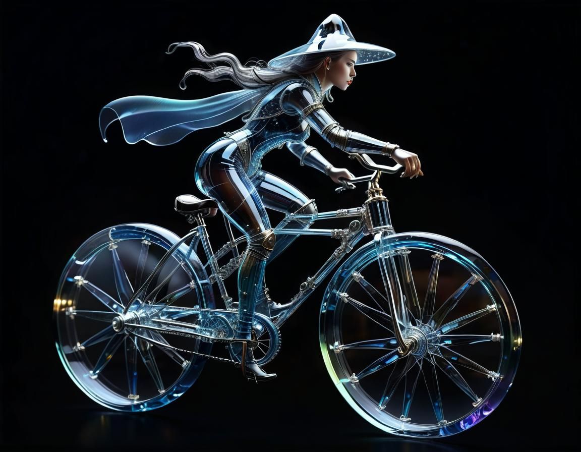 Semi Transparent Witchy Witch Bicyclist