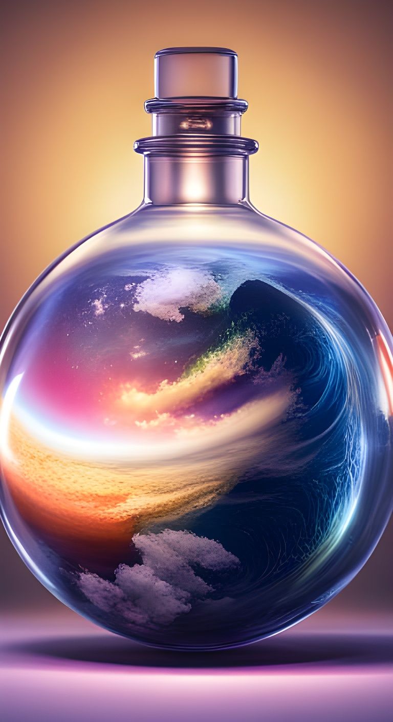The Earth suspended in a bottle
