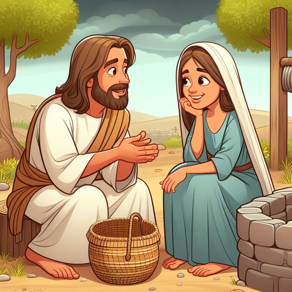 Jesus and the Samaritan woman.