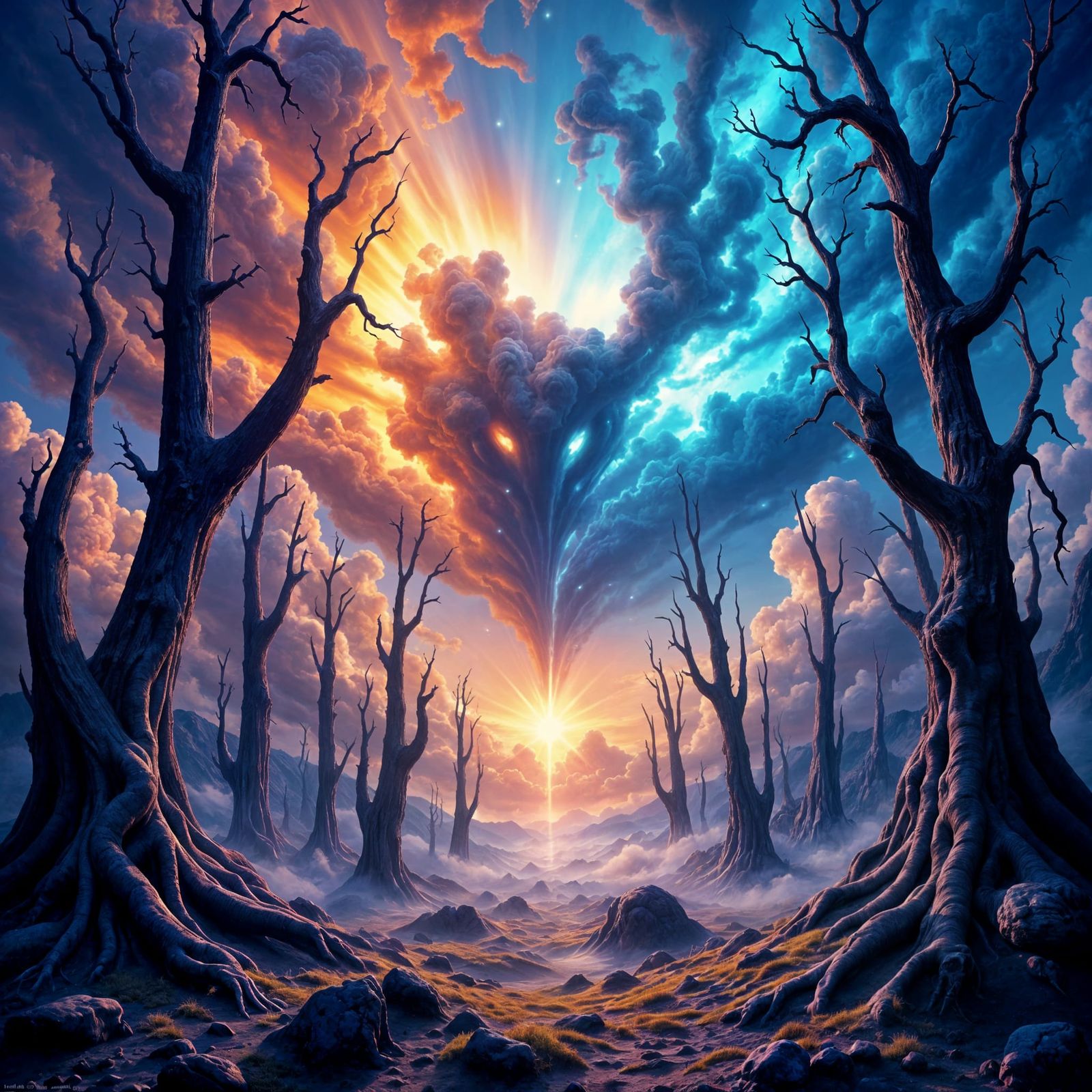 Fine tuning a LoRA - Feedback is welcome! 
<lora:Surreal Landscapes:1.0>  A mystical, dreamlike realm by Luis Royo's sensual and symbolic style, Anne Stokes' mystical and atmospheric ...