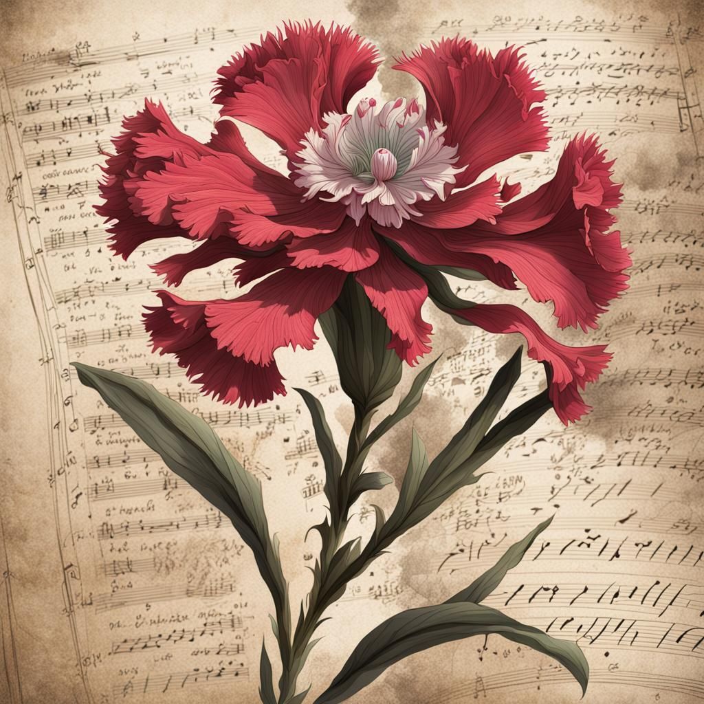Eighteenth century sketchbook drawing of a dianthus flower with notations  by @Alison