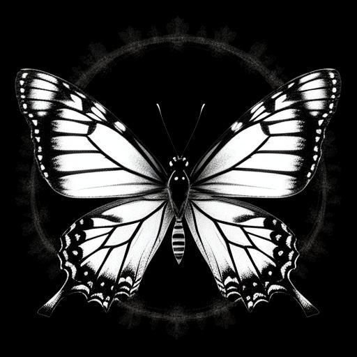 A  butterfly with black and white wings
