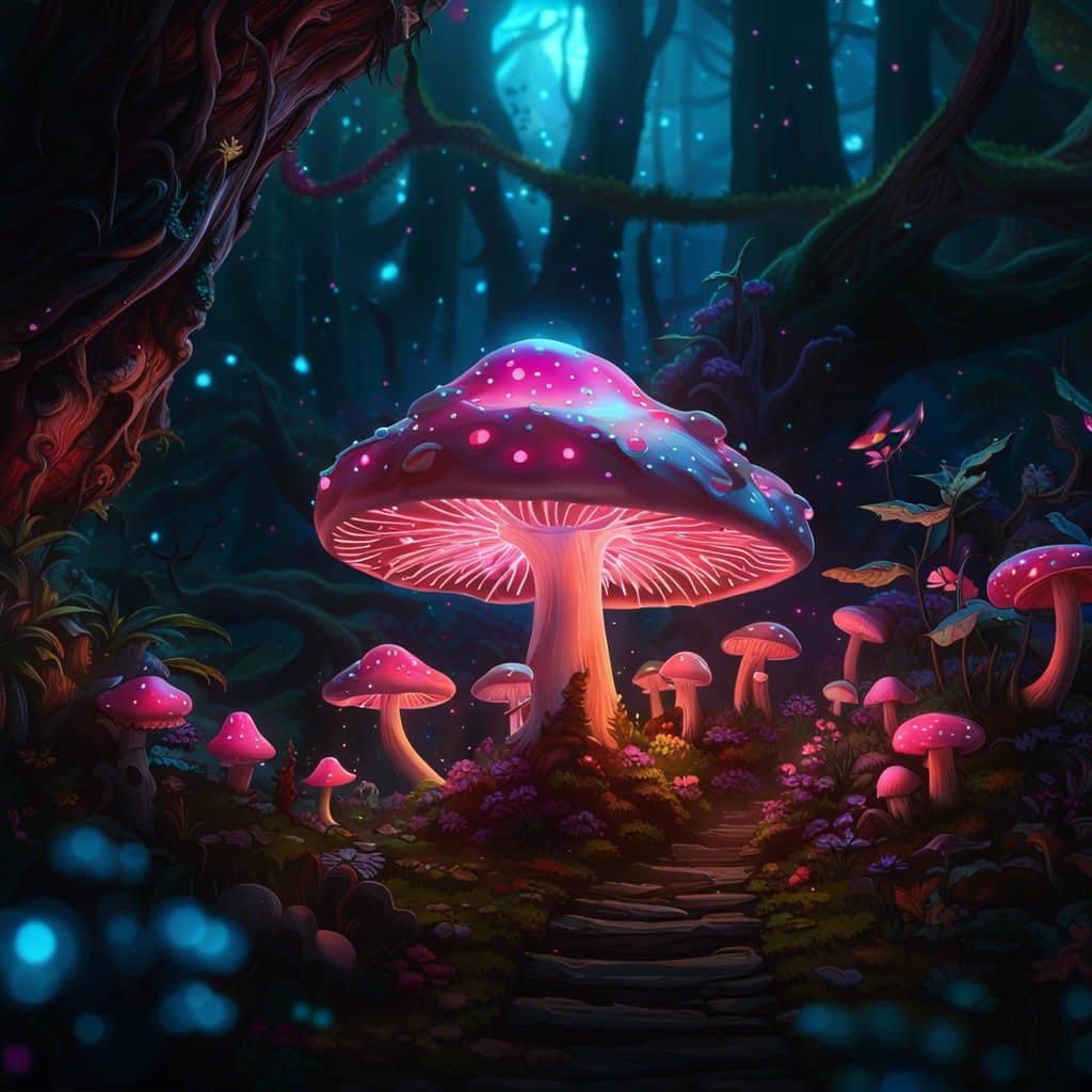 Pink Mushroom!!! - AI Generated Artwork - NightCafe Creator