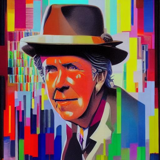 Frank Lloyd Wright wearing a fedora hat. Standing on top of ...