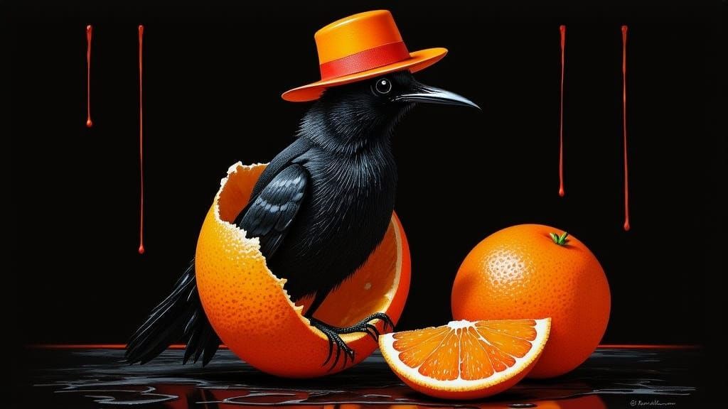 The black bird and the orange  by @beth 