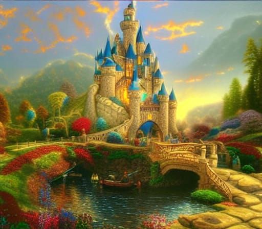 Fairy tale kingdom, Thomas Kinkade - AI Generated Artwork - NightCafe ...