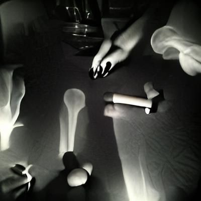 gravity bone party in the style of film noir chiaroscuro