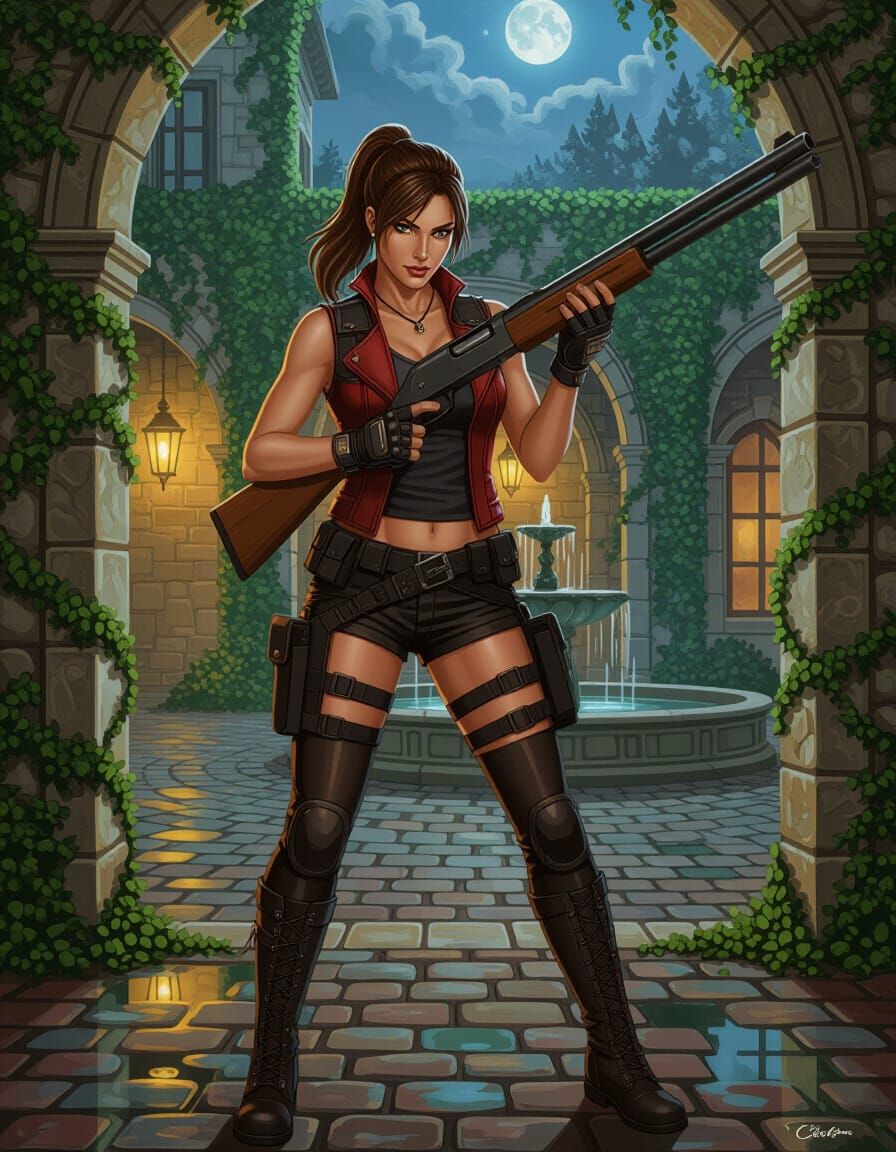 Impressionist oil-on-canvas painting of Claire Redfield (2)