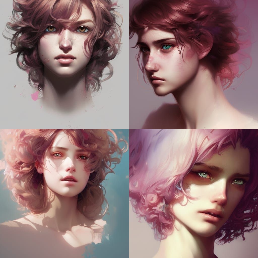 blush, shirt, fluffy hair, heterochromia - AI Generated Artwork ...