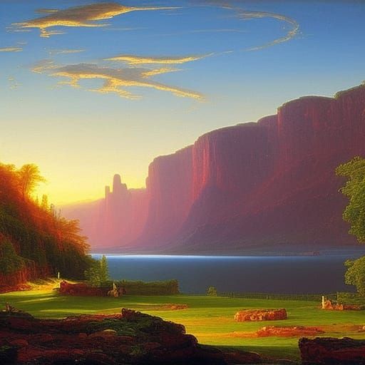 American landscape in the style of Thomas Cole