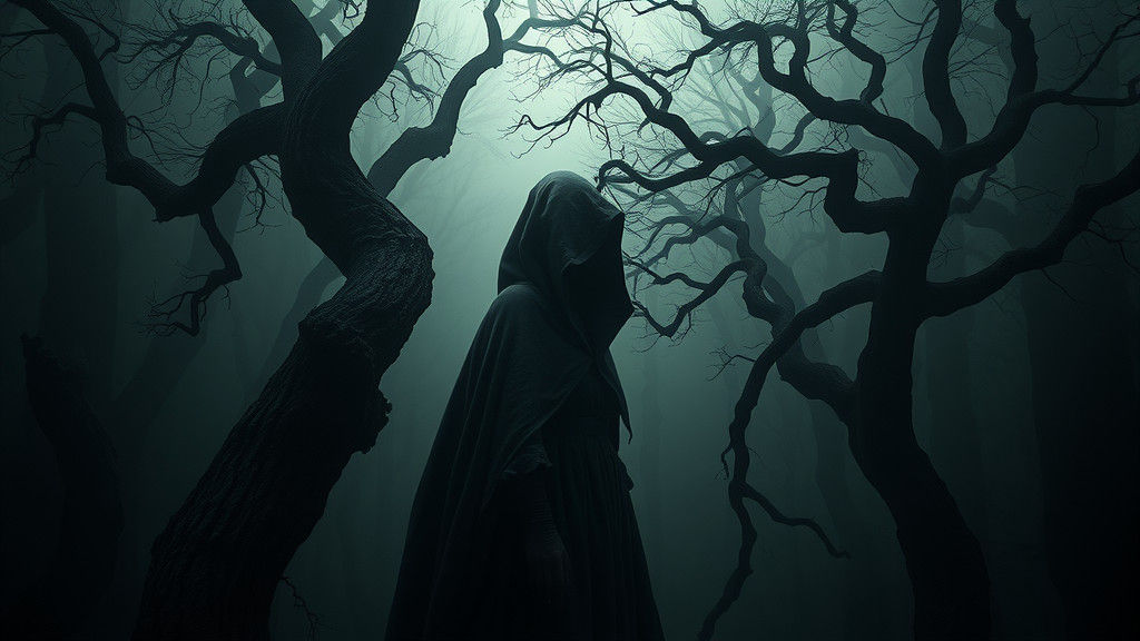 Mystical Woman in Forest, Dark Fantasy Art