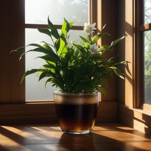 Steaming Espresso in Morning Light, Ultra-Realistic