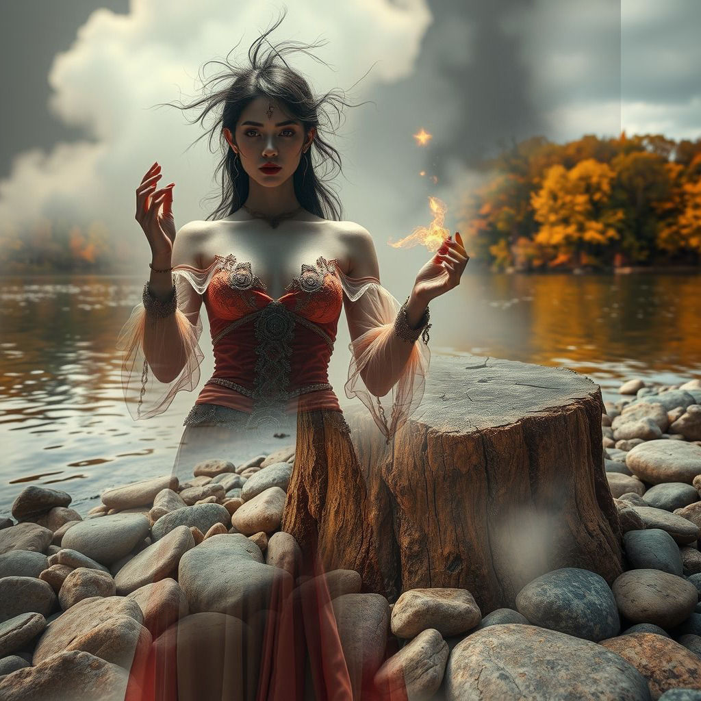 A breathtakingly serene river scene bathed in warm