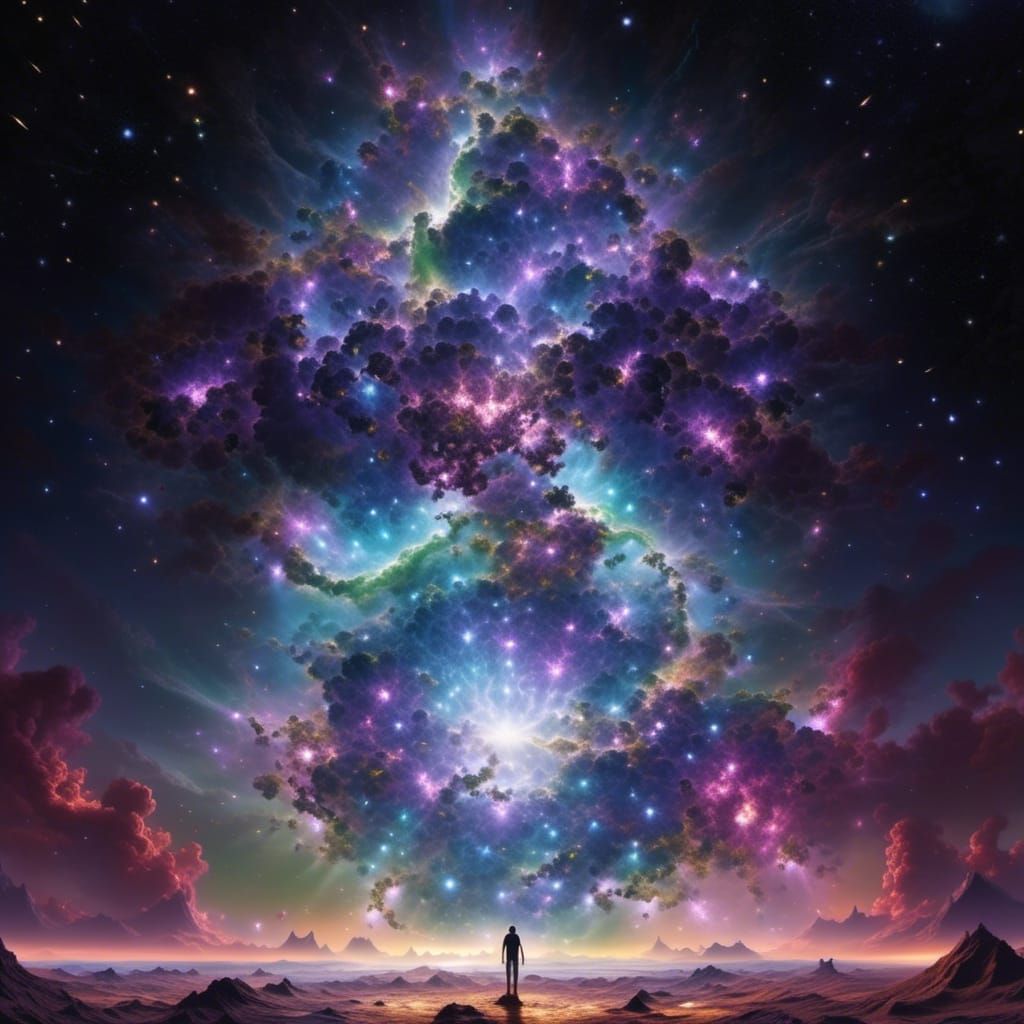 Cosmic Continents with Divine Beings in Space