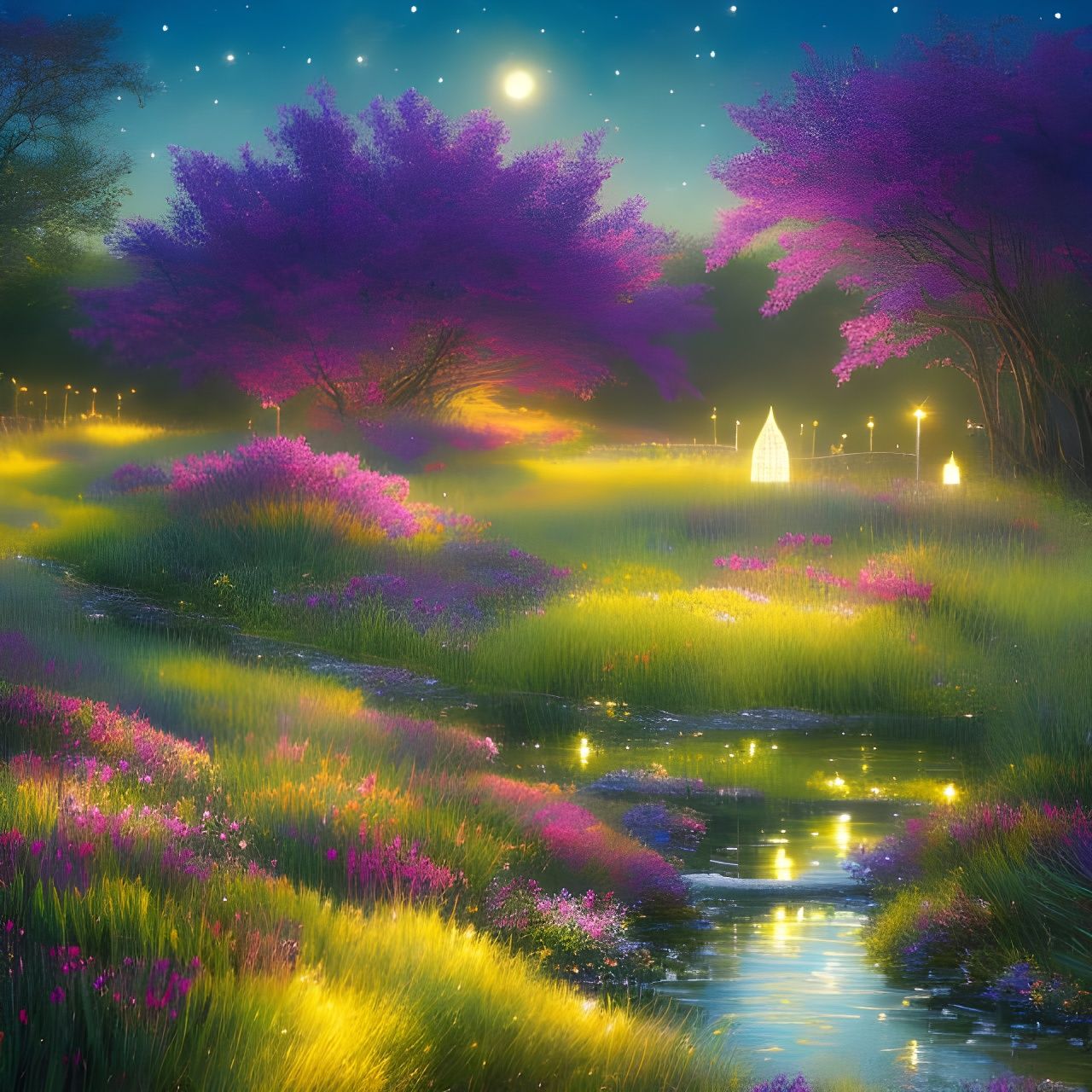 Purple Garden Meadow - AI Generated Artwork - NightCafe Creator