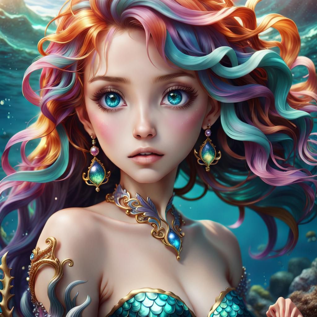 Mermaid Lady - Beauty Of The Ocean - Ai Generated Artwork - Nightcafe 