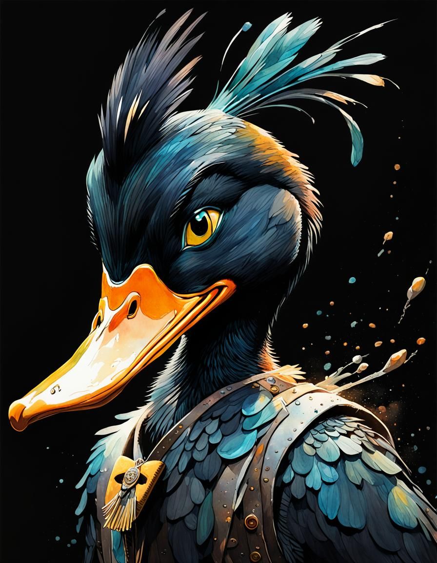 Cartoon Daffy Duck all looking like a real duck and stuff, S...