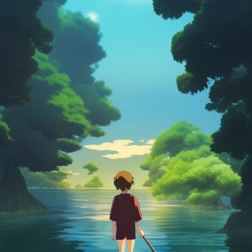 boy at the lake... - AI Generated Artwork - NightCafe Creator