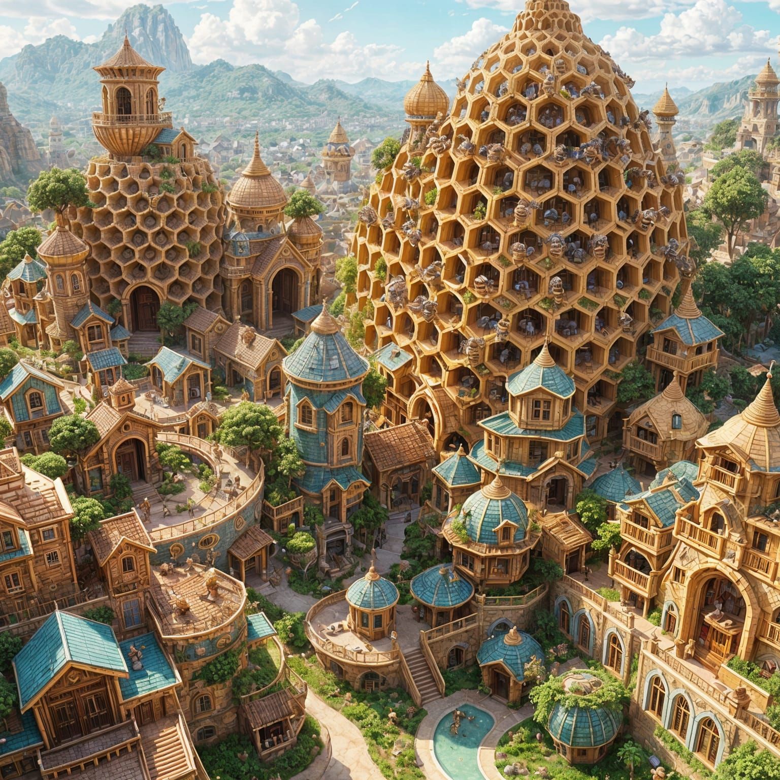 A buzzing beehive city  by @Harmanna