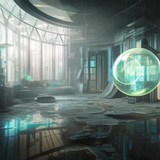Big Soap bubble inside A house