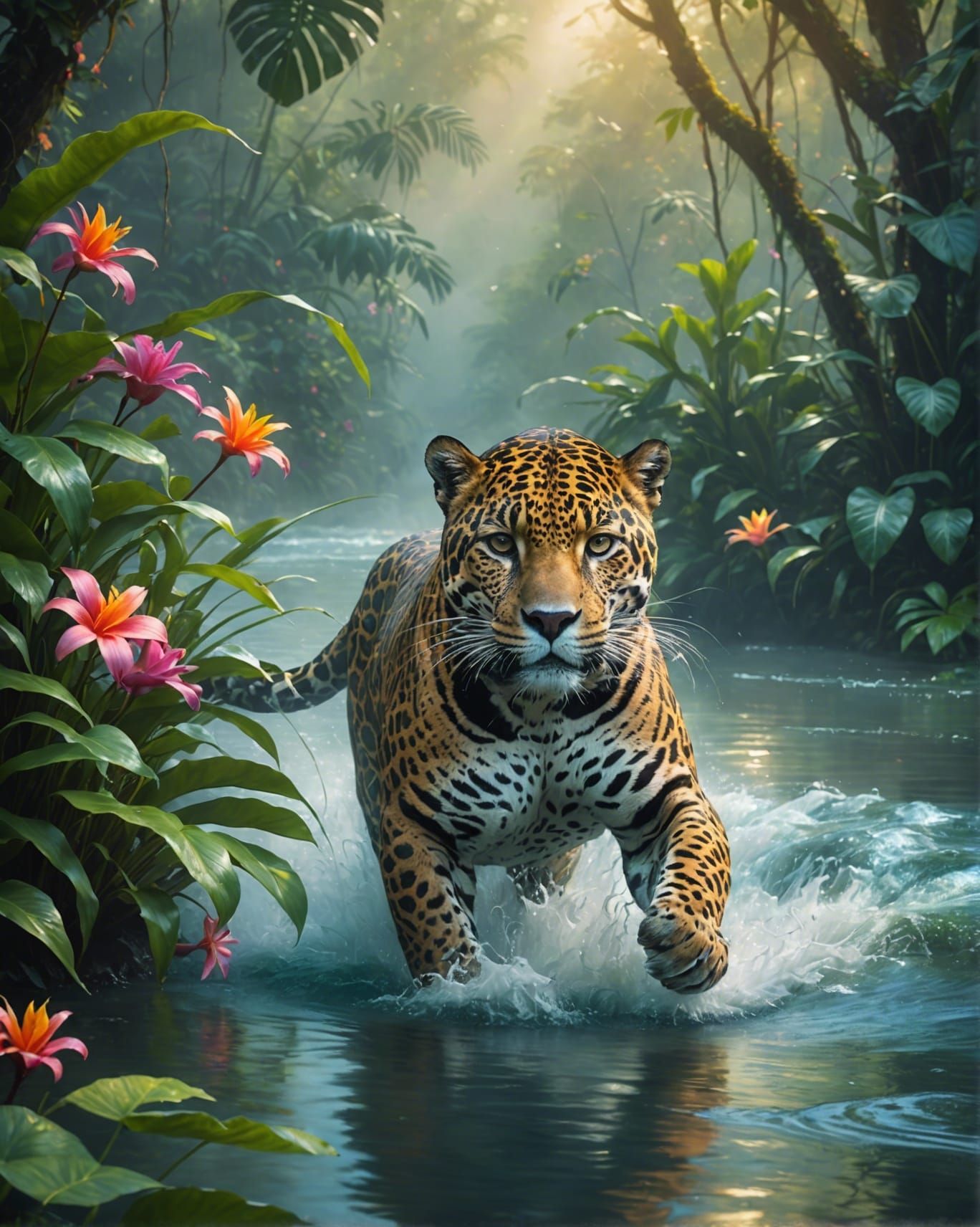 Jaguar, Making A Splash  by @John
