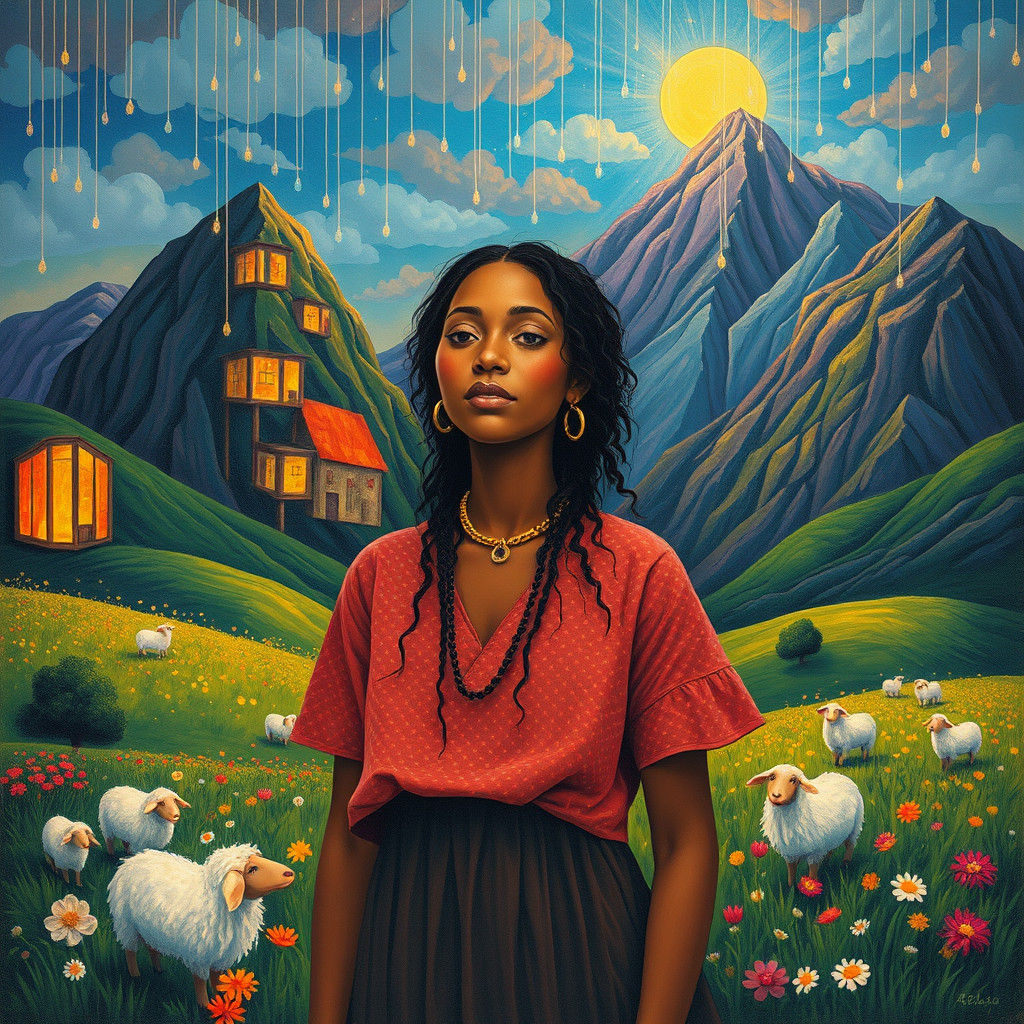 Dreamlike Landscape with Singing Hills, in Abstract Style