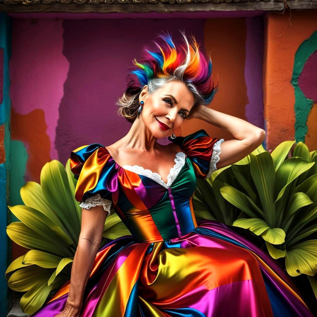 Expressive Portrait of a Joyful Lady in Photorealistic Style