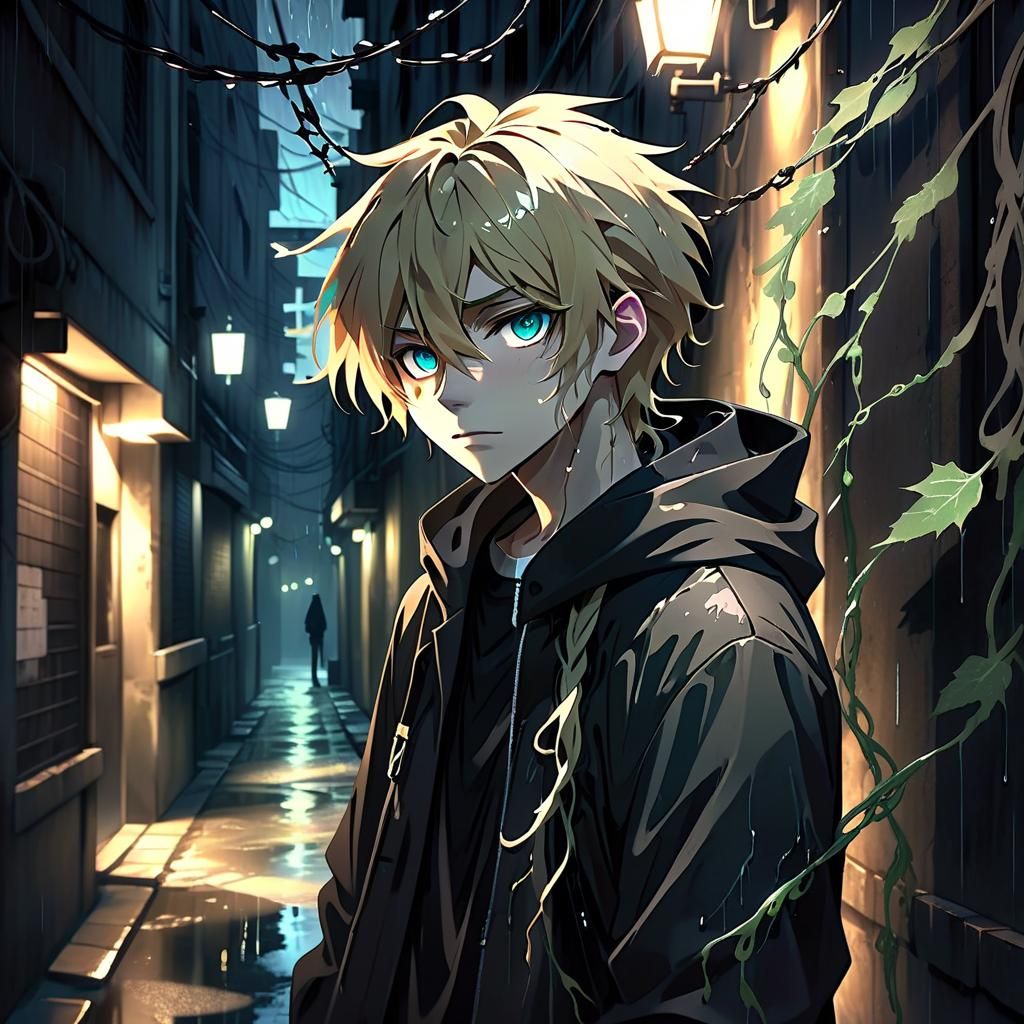 Grunge Anime Portrait in Moody Lighting