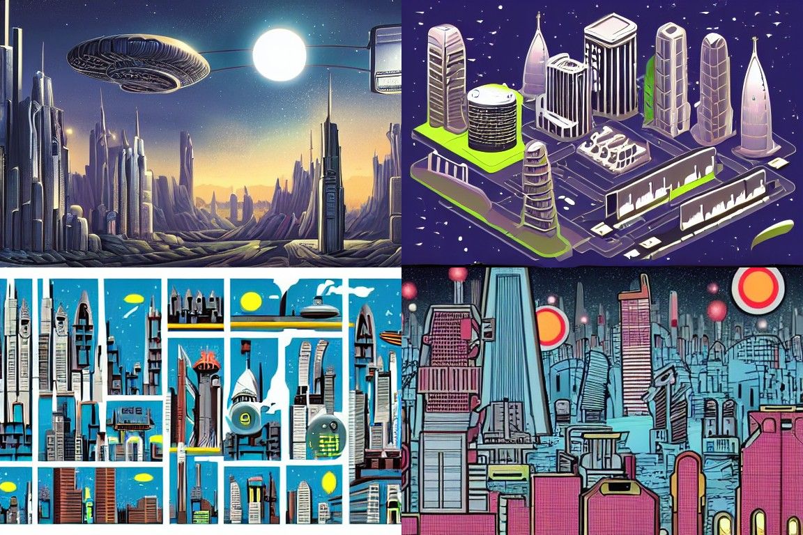 Sci-fi city in the style of Happening