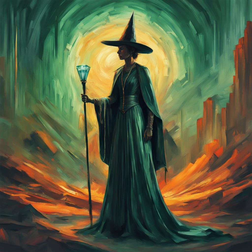 
By Paul Lovering and Mattias Adolfsson and Russ Mills and Victo Ngai and Alexander Jansson:: Double exposure Elegant Art Deco witch in a sl...