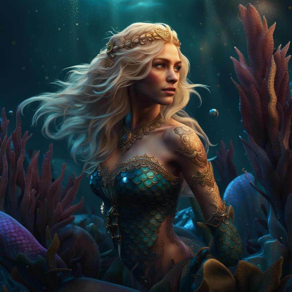 Mermaid with blonde hair