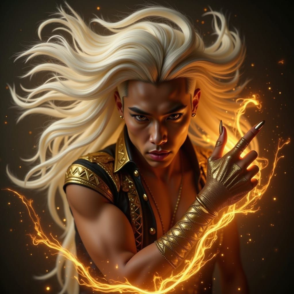 Photo realistic mixed race Strong Chinese  and Native American features, dangerous powerful man Asian eyes dramatic cat eye eyeliner full pl...