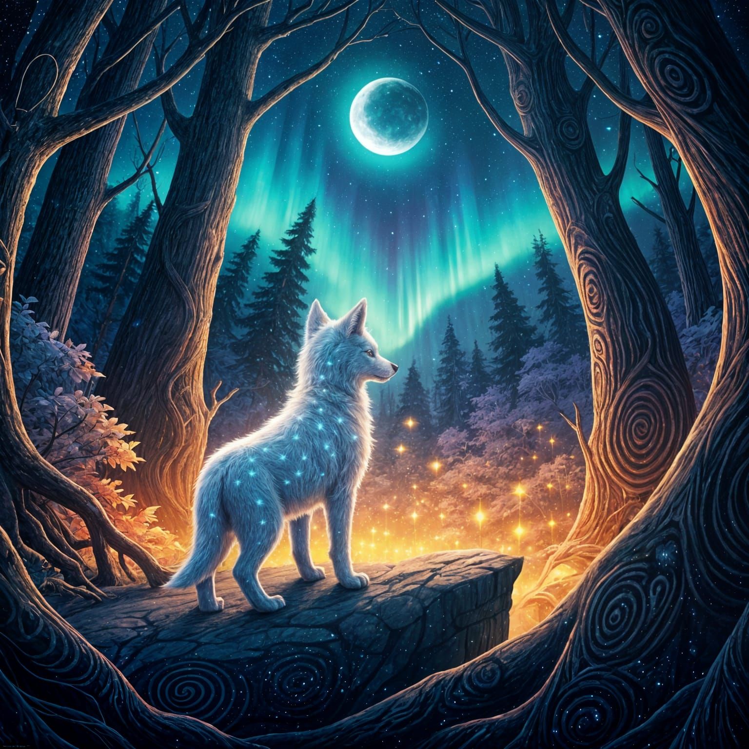 Magical White Wolf  by @CandyFox