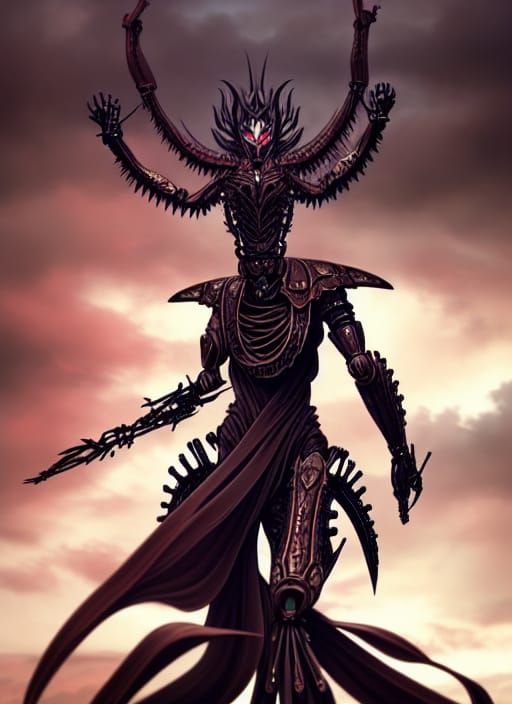Artgerm, WLOP, Greg Rutkowski; Beautiful Biomechanical Warri...