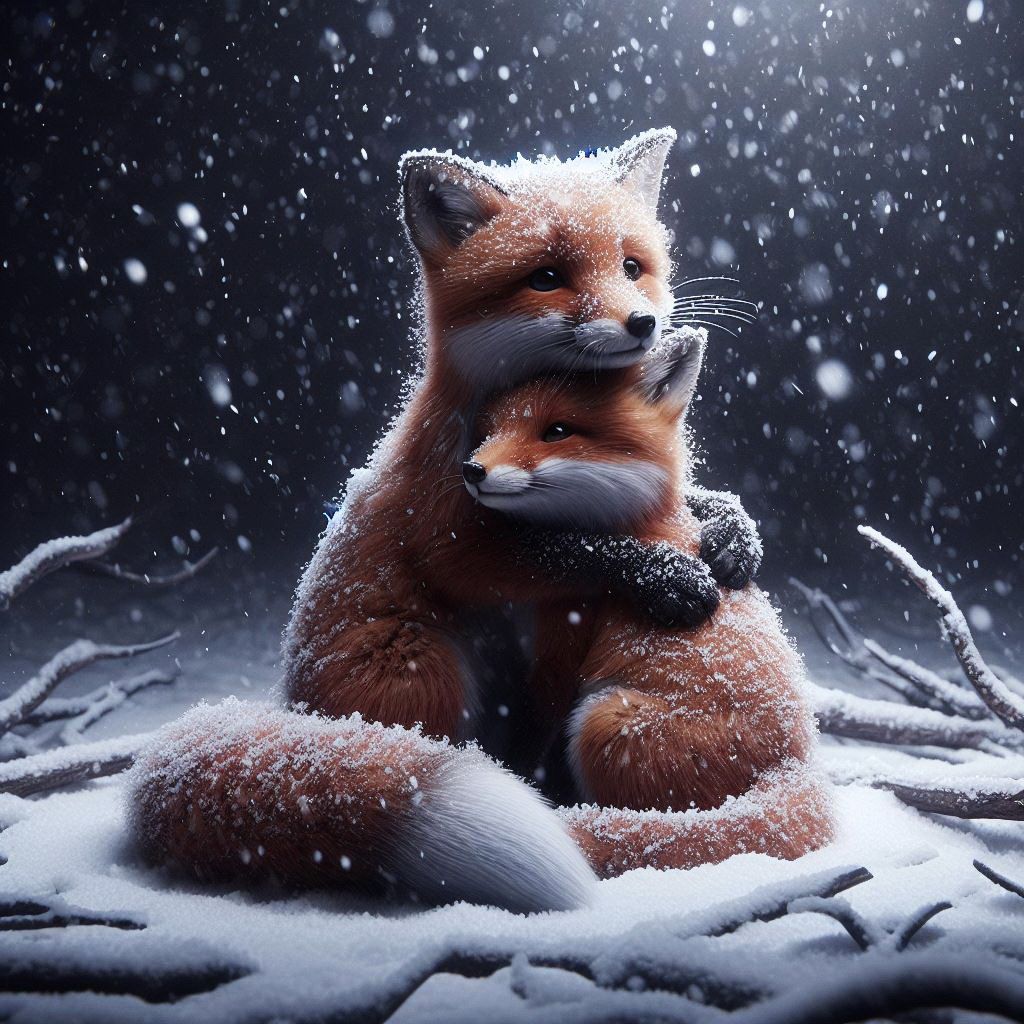 Cute Foxes Under Snow 🦊