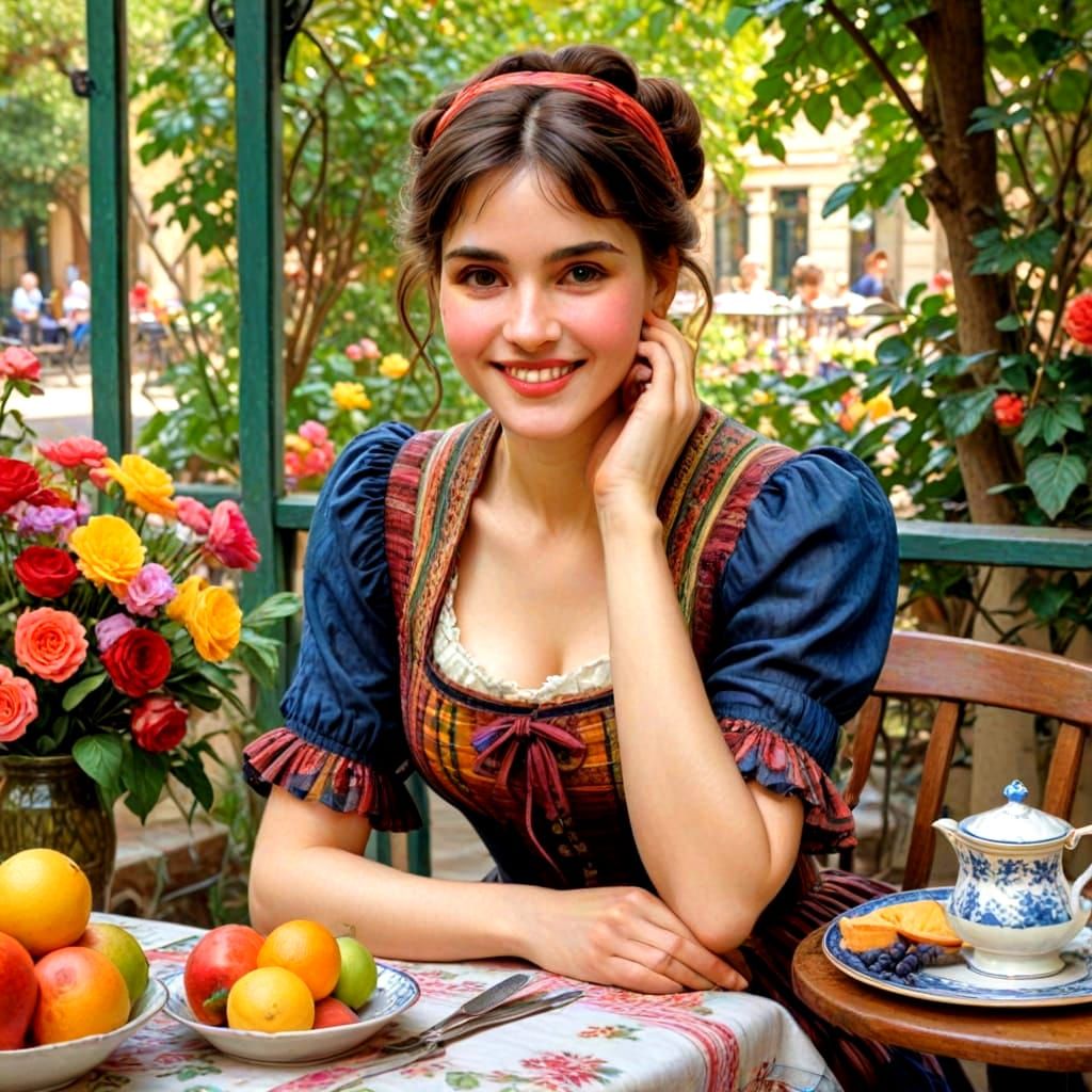 Garden Cafe Beauty in 1890s Parisian Style