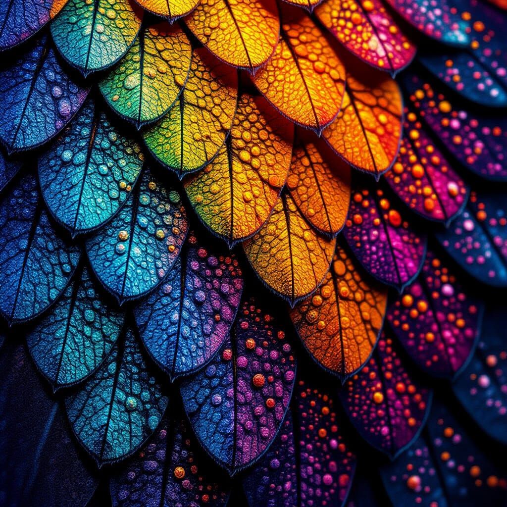 a macro shot of the textured surface of a butterfly wing, revealing the intricate patterns and iridescent ...  by @GMX_TrackMaD