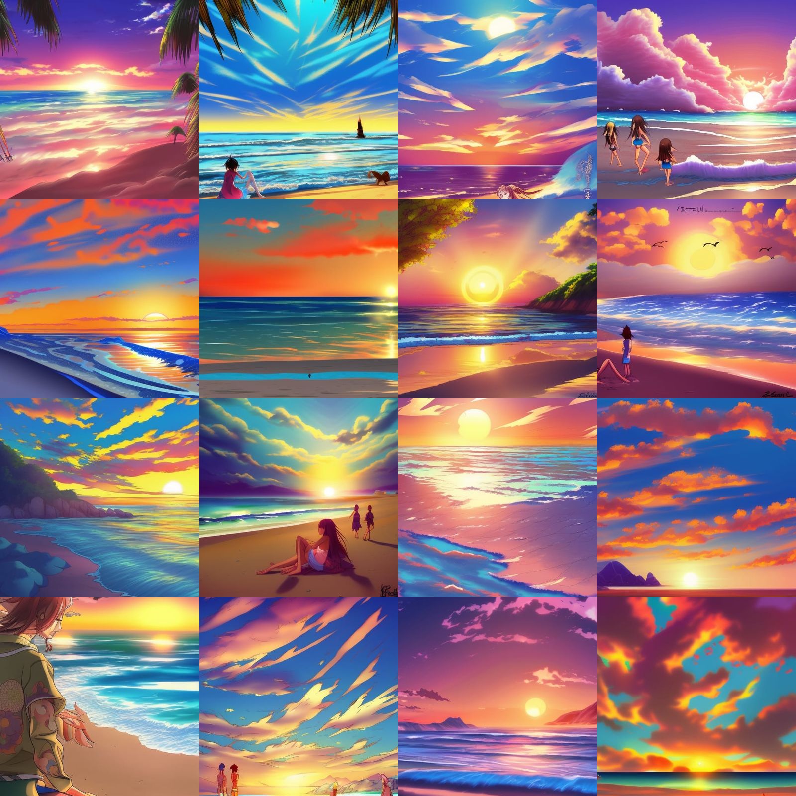 very beautiful cartoonish beach sunset