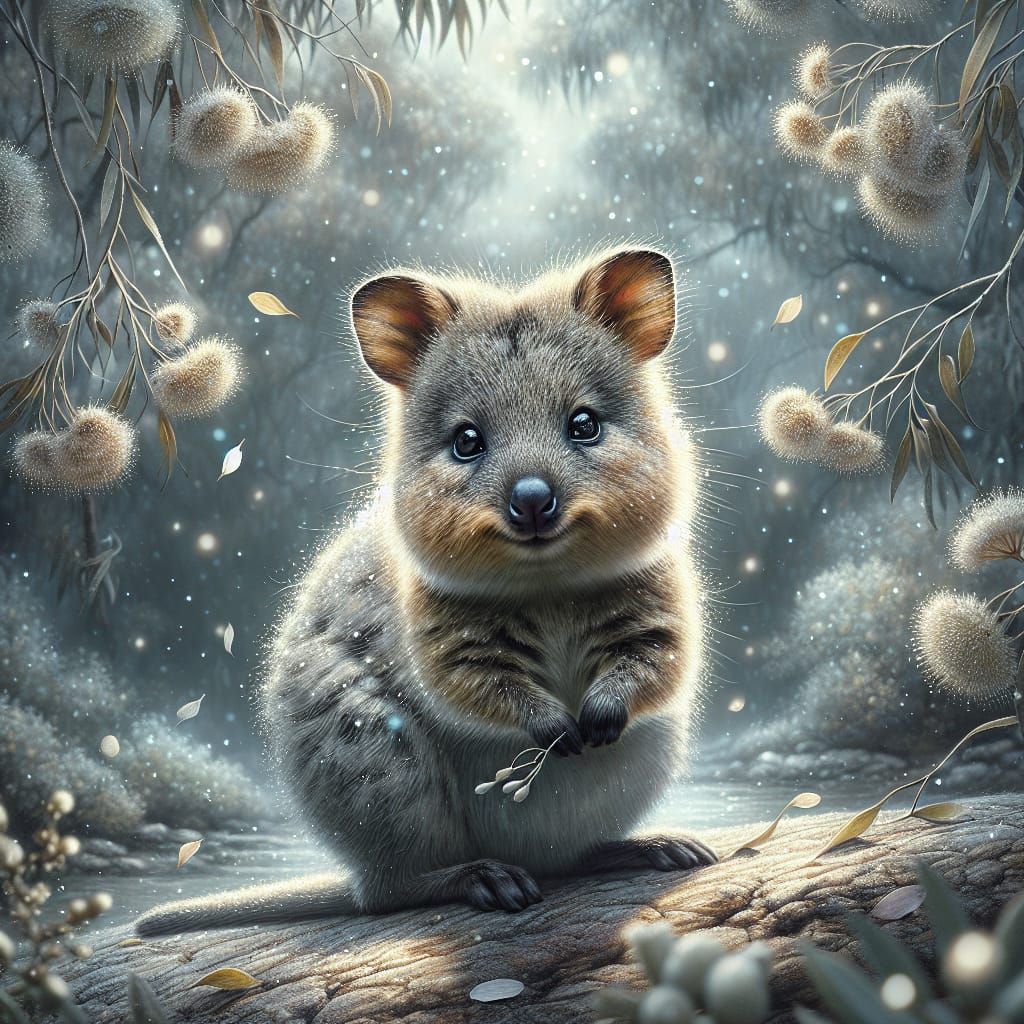 Adorable Quokka Joey Plays in Australia: Digital Art