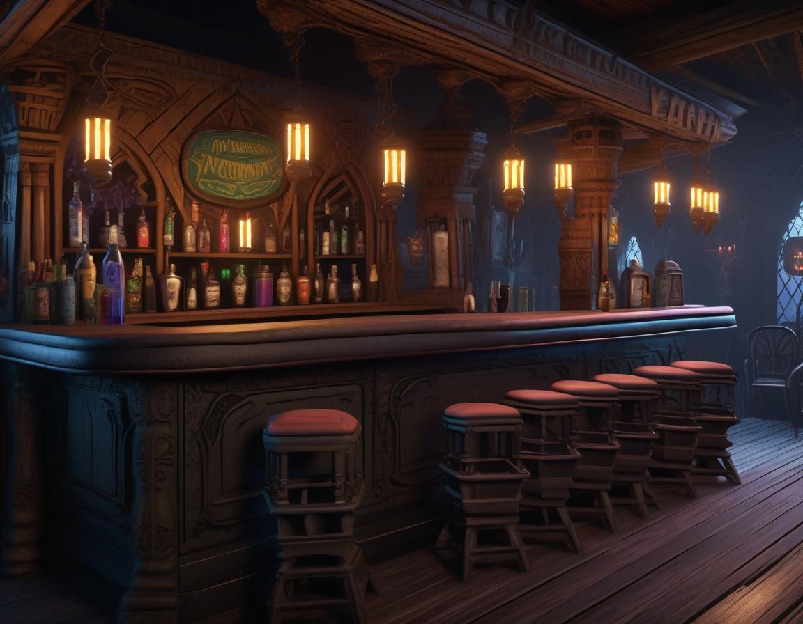 Victorian Gothic Tiki Bar - AI Generated Artwork - NightCafe Creator