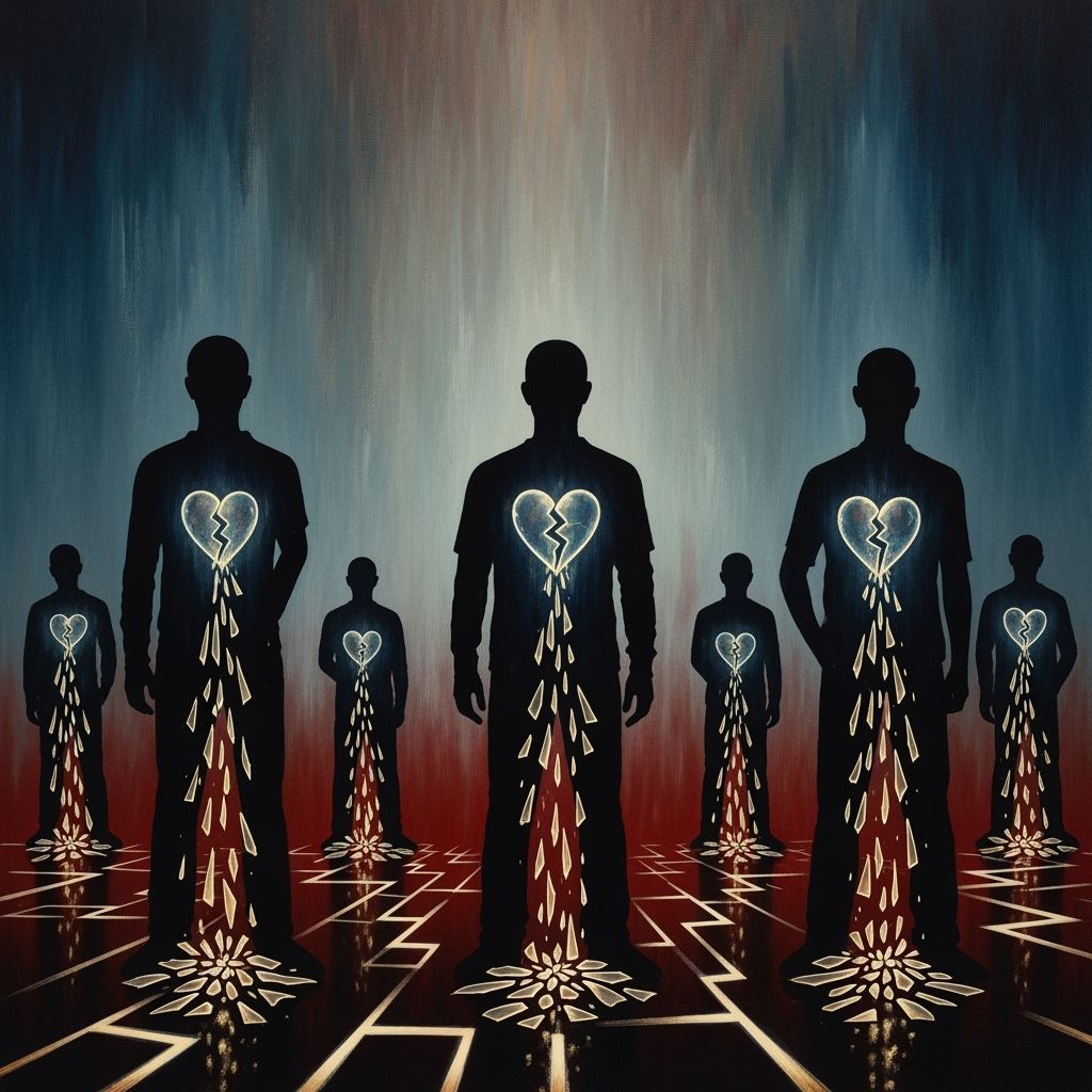 Emotive Abstract: Broken Hearts in a Lost City