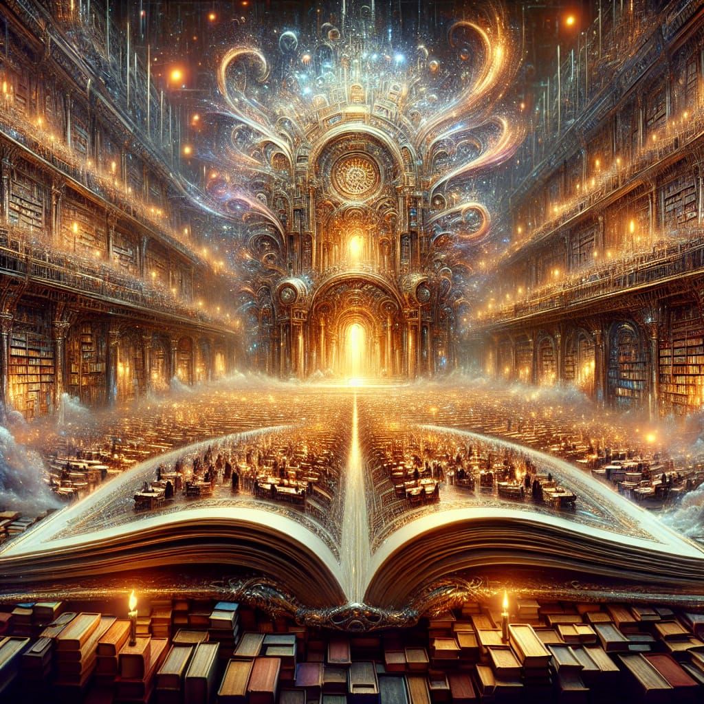 a library coming out of a book
  by @megymoo